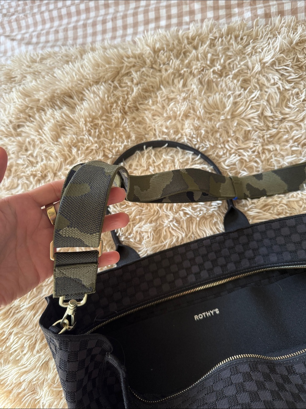 Rothy's Black Checkered Tote Laptop Bag - Picture 3 of 5